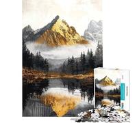 Puzzles for Adults 1000 Puzzles Golden Mountain Lake Jigsaws for Adults DIY Toys Difficult Challenge Deal As Gifts for The Whole Family (Size 38x26cm)