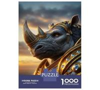 Puzzles for Adults 1000 Puzzles Golden Rhinoceros Armor Statue Puzzles for Adults Relax Games Staycation Kill Time for Birthday, Chrismas 52x38cm/1000pcs