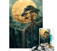 Puzzles for Adults 1000 Puzzles Golden Waterfall Bonsai Tree Awesome Textured Fun at Home Activities, Stress Reliever Family Games for Ages 14 And over (50x75cm)