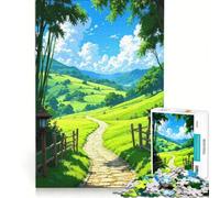 Puzzles for Adults 1000 Puzzles Green Hills And Stone Path Landscape, Anti-Stress Toys, Precision Cutting, Deal As Gifts for The Whole Family 38X52CM