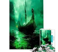 Puzzles for Adults 1000 Puzzles Green Viking Boat Jigsaws for Adults DIY Toys Difficult Challenge Deal As Gifts for The Whole Family (Size 50x75cm)