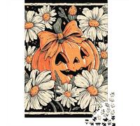 Puzzles for Adults 1000 Puzzles Halloween Pumpkin with Daisies Jigsaws for Adults Toy Wall Decor Stress Reliever Unique Birthday And Gifts 52x38cm/1000pcs
