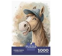 Puzzles for Adults 1000 Puzzles Happy Horse Wearing A Cap Puzzles for Adults Relaxing Games Precision Cutting Deal As Gifts for The Whole Family 38x26cm/1000pcs