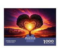 Puzzles for Adults 1000 Puzzles Heart-Shaped Tree Sunset Puzzles for Adults Relaxing Games Precision Cutting Deal As Gifts for The Whole Family 38x26cm/1000pcs