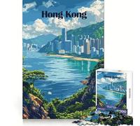 Puzzles for Adults 1000 Puzzles Hong Kong Cityscape Travel Poster Premium Cut Fun Focus Game Gift Chill Game Play Birthday Art Play (38x52cm)