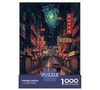 Puzzles for Adults 1000 Puzzles Hong Kong Nights Neon Street Scene Puzzles for Adults Family Games Perfect Decoration Unique Birthday And Gifts 52x38cm/1000pcs