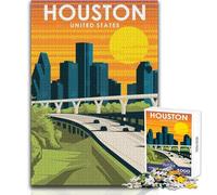 Puzzles for Adults 1000 Puzzles Houston Texas Travel Art Educational Games Staycation Kill Time Birthday Gifts Size 50x75cm