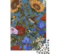 Puzzles for Adults 1000 Puzzles Hummingbird Garden Art Print-4 Jigsaw for Adults Hands-on Game For Family Fun Unique Birthday And Gifts 70x50cm/1000pcs