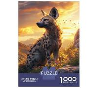 Puzzles for Adults 1000 Puzzles Hyena in Sunset Glow Jigsaws for Adults Relaxing Games Perfect Decoration Help The Brain Exercise 38x26cm/1000pcs