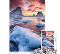 Puzzles for Adults 1000 Puzzles Iceberg Sunset Adult Jigsaw Puzzles Improve Memory Help The Brain Exercise for Is Ideal As A Gifts (50x75cm)