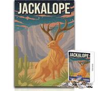 Puzzles for Adults 1000 Puzzles Jackalope Cryptid Cryptozoology Desert Poster Challenging Game Toys Learning Educational Art Work Gift Size 38x26cm