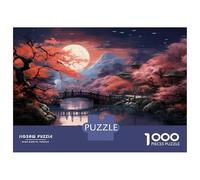 Puzzles for Adults 1000 Puzzles Japanese Garden with Full Moon Puzzles for Adults Relaxing Games Precision Cutting Deal As Gifts for The Whole Family 70x50cm/1000pcs