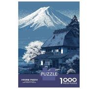 Puzzles for Adults 1000 Puzzles Japanese House with Mount Fuji Jigsaws for Adults Toy Wall Decor Stress Reliever Unique Birthday And Gifts 38x26cm/1000pcs