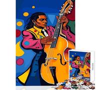 Puzzles for Adults 1000 Puzzles Jazz Musician with Double Bass Educational Toy Gift For Birthdays Educational Games Train Your Brain And Hands Size 38x26cm