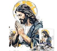 Puzzles for Adults 1000 Puzzles Jesus Christ in Prayer Illustration Relaxing Games Hand Speed Race Home Decoration Toys Difficult And Challenge (50x75cm)