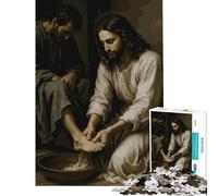 Puzzles for Adults 1000 Puzzles Jesus Washing Feet Painting Brain Intelligence Challenge Addictive Toys Hands-on Game A Work of Art Gifts Ideas (Size 38x26cm)