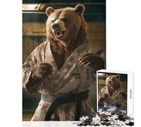 Puzzles for Adults 1000 Puzzles Jiu Jitsu Black Belt Bear Educational Toy Birthday Gift Impossible Game with Matching Poster And Trivia Sheet Size 38x26cm