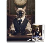 Puzzles for Adults 1000 Puzzles Judge Siamese Cat Beautiful Design Game Home Art Decor Gift For Birthdays Size 38x52cm