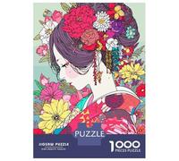 Puzzles for Adults 1000 Puzzles Kimono Pastel Girl Flower Puzzle for Adults Relax Games Analysis And Logic Deal As Gifts for The Whole Family 52x38cm/1000pcs