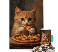 Puzzles for Adults 1000 Puzzles Kitty's Pizza Feast Adult Jigsaw Puzzles Improve Memory Help The Brain Exercise for Is Ideal As A Gifts (Size 50x75cm)