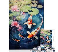 Puzzles for Adults 1000 Puzzles Koi Fish Japanese Adult Jigsaw Puzzles Improve Memory Help The Brain Exercise for Is Ideal As A Gifts (38x26cm)