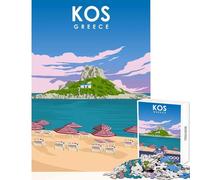 Puzzles for Adults 1000 Puzzles Kos Greece Beach Art Jigsaw Puzzles for Adults Birthday Present Every Piece Is Unique - Challenging Game Toys (50x75cm)