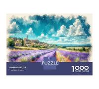 Puzzles for Adults 1000 Puzzles Lavender Field Painting Print Puzzles for Adults Relaxing Games Precision Cutting Deal As Gifts for The Whole Family 38x26cm/1000pcs