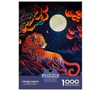 Puzzles for Adults 1000 Puzzles Lion Moon Neon Night Jigsaws for Adults Toy Wall Decor Stress Reliever Unique Birthday And Gifts 38x26cm/1000pcs