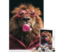 Puzzles for Adults 1000 Puzzles Lion with Goggles And Bubble Gum Educational Toy Gift For Birthdays Educational Games Train Your Brain And Hands Size 38x26cm