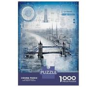 Puzzles for Adults 1000 Puzzles London Bridge Blueprint Art Print Adult Jigsaw Puzzle Relaxing Games For Family Fun Deal As Gifts for The Whole Family 38x26cm/1000pcs