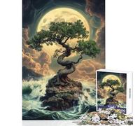 Puzzles for Adults 1000 Puzzles Lonely Bonsai Tree Under Full Moon Home Decoration Toys Gifts Ideas Hands-on Game Artists Collection, Fine Art size 50x75cm