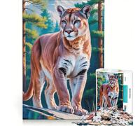 Puzzles for Adults 1000 Puzzles Majestic Cougar in Forest Landscape Anti-Stress Toys Precision Cutting Deal As Gifts for The Whole Family 50x75cm