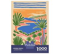 Puzzles for Adults 1000 Puzzles Mexican Riviera Coastal Landscape Illustration Jigsaws for Adults Relaxing Games Perfect Decoration Help The Brain Exercise 52x38cm/1000pcs