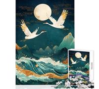 Puzzles for Adults 1000 Puzzles Midnight Cranes And Moon over Waves Home Decoration Toys Birthday Gifts Educational Games Train Your Brain And Hands size 38x52cm