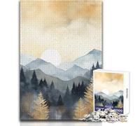 Puzzles for Adults 1000 Puzzles Misty Pines Beautiful Design Game Home Art Decor Gift For Birthdays Size 38x26cm
