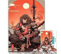 Puzzles for Adults 1000 Puzzles Monkey Samurai Warrior Educational Family Game Family Activities Anti-Stress Toys (size 38x26cm)