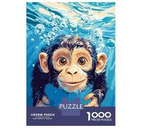 Puzzles for Adults 1000 Puzzles Monkey Swimming Underwater with Bubbles Puzzle for Adults Relax Games Analysis And Logic Deal As Gifts for The Whole Family 70x50cm/1000pcs