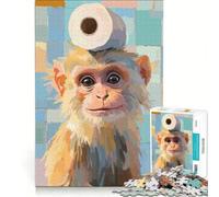 Puzzles for Adults 1000 Puzzles Monkey with Toilet Paper on Head Anti-Stress Toys Precision Cutting Deal As Gifts for The Whole Family 38x26cm