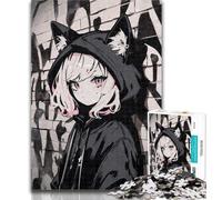 Puzzles for Adults 1000 Puzzles Monochrome Neko Girl Unique Challenge Game But Fun And Humorous Birthday Gift (size 38x26cm)