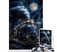 Puzzles for Adults 1000 Puzzles Moonlit Steam Engine Adult Jigsaw Puzzles Improve Memory Help The Brain Exercise for Is Ideal As A Gifts (38x52cm)