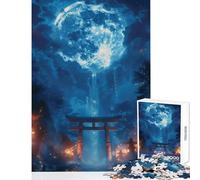 Puzzles for Adults 1000 Puzzles Moonlit Torii Waterfall Adult Jigsaw Puzzles Improve Memory Help The Brain Exercise for Is Ideal As A Gifts (50x75cm)