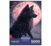 Puzzles for Adults 1000 Puzzles Moonlit Wolf & Cherry Blossoms Puzzles for Adults Family Games Perfect Decoration Unique Birthday And Gifts 38x26cm/1000pcs