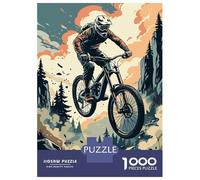 Puzzles for Adults 1000 Puzzles Mountain Biker Jumping Off A Cliff Jigsaws for Adults Relaxing Games Perfect Decoration Help The Brain Exercise 52x38cm/1000pcs