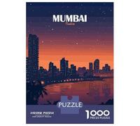 Puzzles for Adults 1000 Puzzles Mumbai India Cityscape at Night Puzzles for Adults Relax Games Staycation Kill Time for Birthday, Chrismas 52x38cm/1000pcs