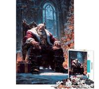 Puzzles for Adults 1000 Puzzles Muscular Santa Claus︰ Winter Throne Room Fun Activities at Home For Family Fun Hands-on Game for And 14 Years And over (50x75cm)