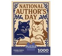 Puzzles for Adults 1000 Puzzles National Authors Day with Cats Reading Jigsaws for Adults Relaxing Games Perfect Decoration Help The Brain Exercise 70x50cm/1000pcs