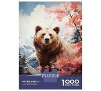 Puzzles for Adults 1000 Puzzles Nature's Majesty Bear in Blossoms Puzzles for Adults Relax Games Staycation Kill Time for Birthday, Chrismas 70x50cm/1000pcs