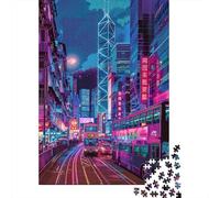 Puzzles for Adults 1000 Puzzles Neon City Lights Vibrant Urban Scene Jigsaw for Adults Hands-on Game For Family Fun Unique Birthday And Gifts 70x50cm/1000pcs