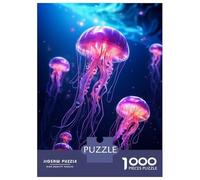 Puzzles for Adults 1000 Puzzles Neon Jellyfish Glowing Puzzle for Adults Relax Games Analysis And Logic Deal As Gifts for The Whole Family 52x38cm/1000pcs