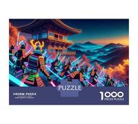 Puzzles for Adults 1000 Puzzles Neon Samurai Battle Scene Puzzles for Adults Relaxing Games Precision Cutting Deal As Gifts for The Whole Family 70x50cm/1000pcs